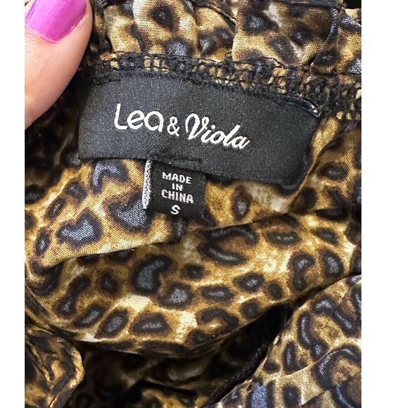 Lea & Viola leopard print long sleeves blouse size Small - Picture 3 of 9